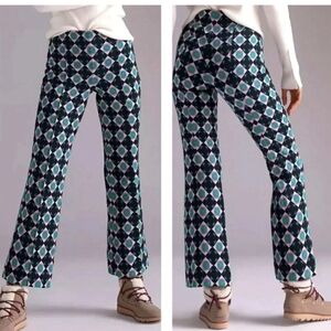 Anthropologie Maeve Margot Kick Flare Cropped Pants Geometric Black Motiff